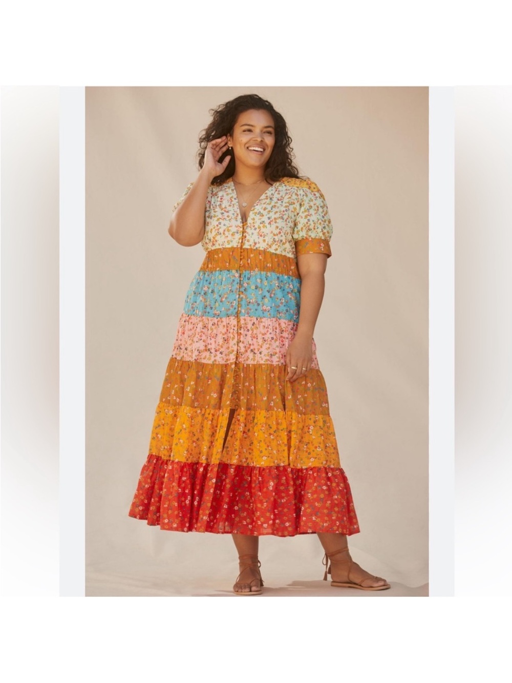Anthropologie Tiered & True FLORAL Maxi Dress - Picture 2 of 10